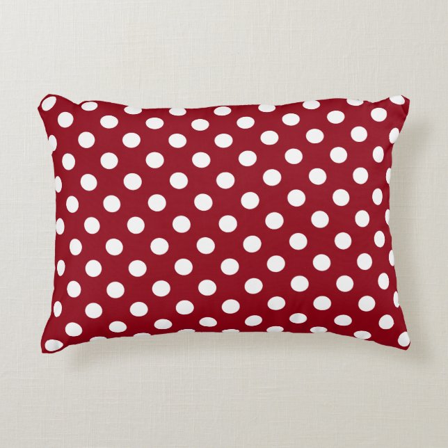 White Polka dots på Crimson Red Prydnadskudde (Framsidan)