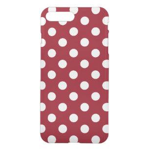 White Polka dots på Crimson Red iPhone 7 Plus Skal
