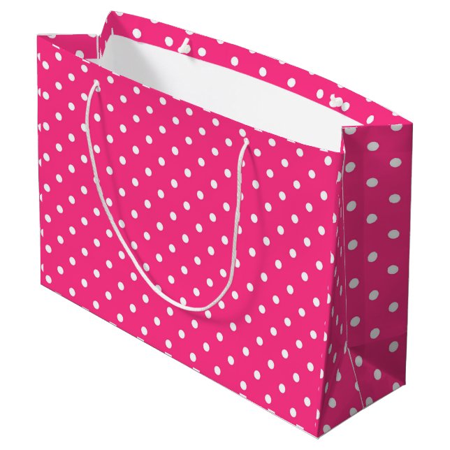 White Polka dots på Fuchsia färg (Baksidan Vinklad)
