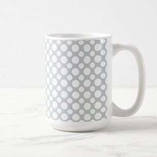 White Polka dots på Grått Coffee Mugg