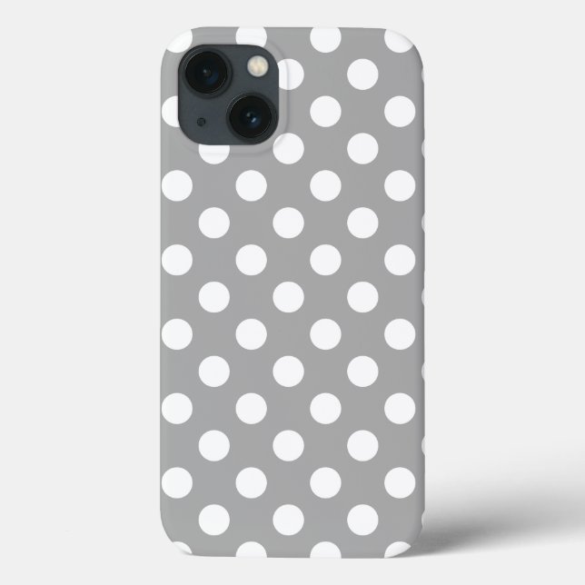 White polka dots på grått Fodral-Mate iphone case (Baksida)