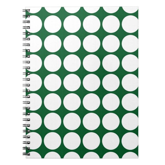 White Polka dots på Grönt Anteckningsbok (Framsidan)