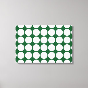 White Polka dots på Grönt Canvastryck