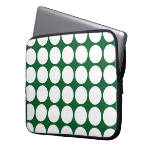White Polka dots på Grönt Laptop Sleeve