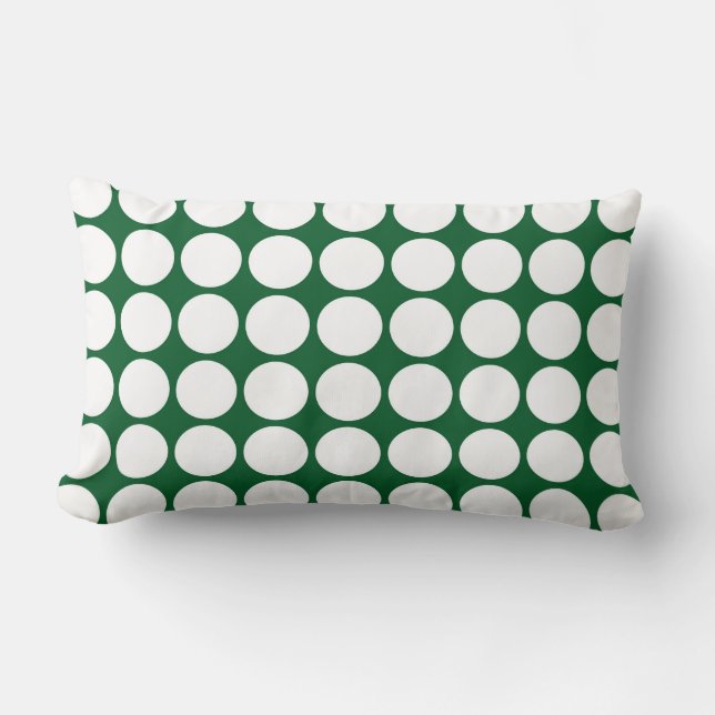 White Polka dots på Grönt Lumbarkudde (Framsida)