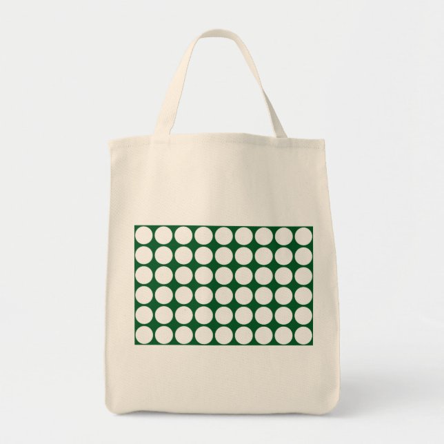 White Polka dots på Grönt Tygkasse (Framsidan)