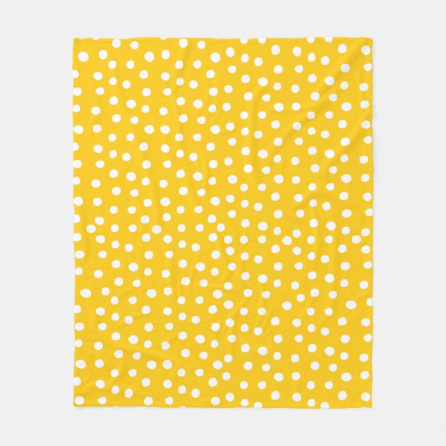 White polka dots på gult, sömlös mönster fleecefilt (Framsidan)