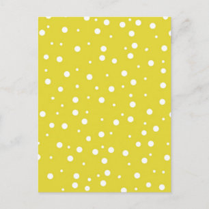 White Polka dots på Gult Vykort