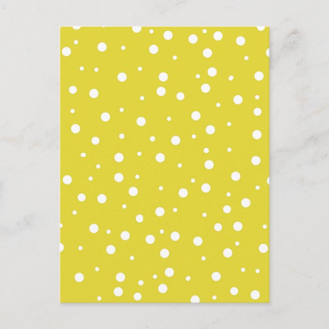 White Polka dots på Gult Vykort (Framsida)