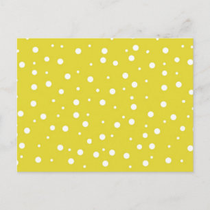 White Polka dots på Gult Vykort