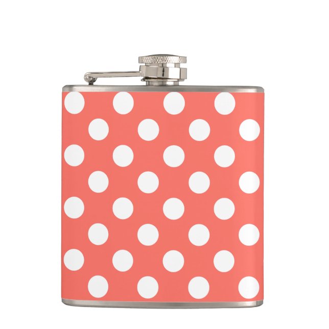 White polka dots på levande korall fickplunta (Framsidan)