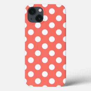 White polka dots på levande korall Fodral-Mate iPh