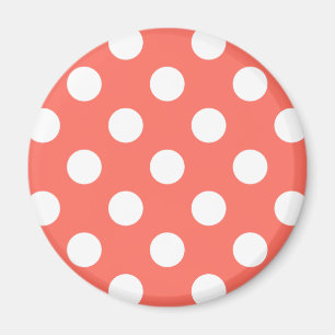 White polka dots på levande korall magnet
