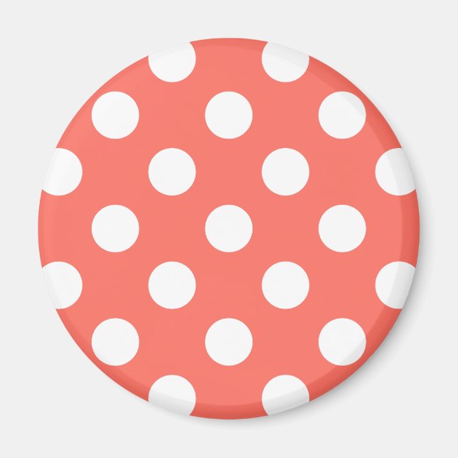 White polka dots på levande korall magnet (Framsidan)
