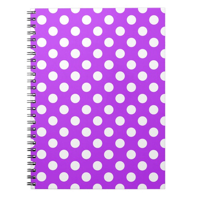 White polka dots på lila anteckningsbok (Framsidan)