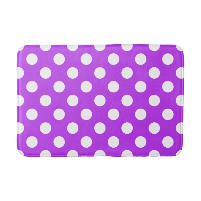 White polka dots på lila badrumsmatta (Framsidan)