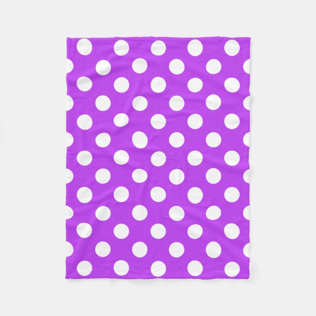 White polka dots på lila fleecefilt (Framsidan)