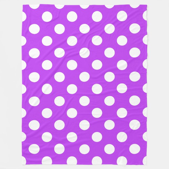 White polka dots på lila fleecefilt (Framsidan)