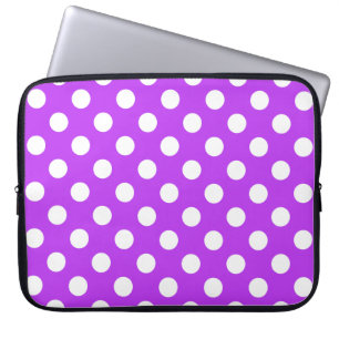 White polka dots på lila laptop sleeve
