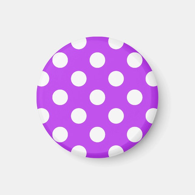White polka dots på lila magnet (Framsidan)