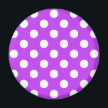 White polka dots på lila magnet<br><div class="desc">White polka dots på lila</div>