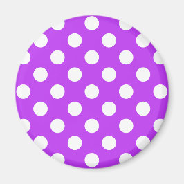 White polka dots på lila magnet