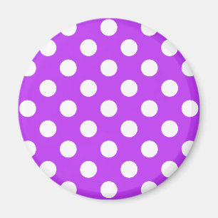 White polka dots på lila magnet