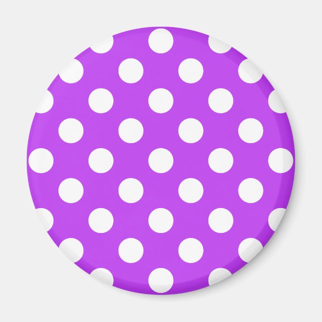 White polka dots på lila magnet (Framsidan)