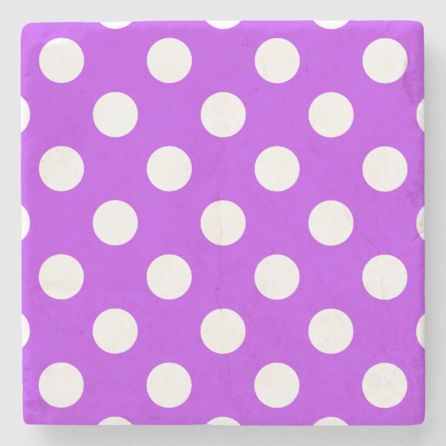 White polka dots på lila stenunderlägg (Framsidan)