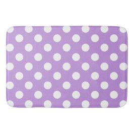 White polka dots på lilac badrumsmatta