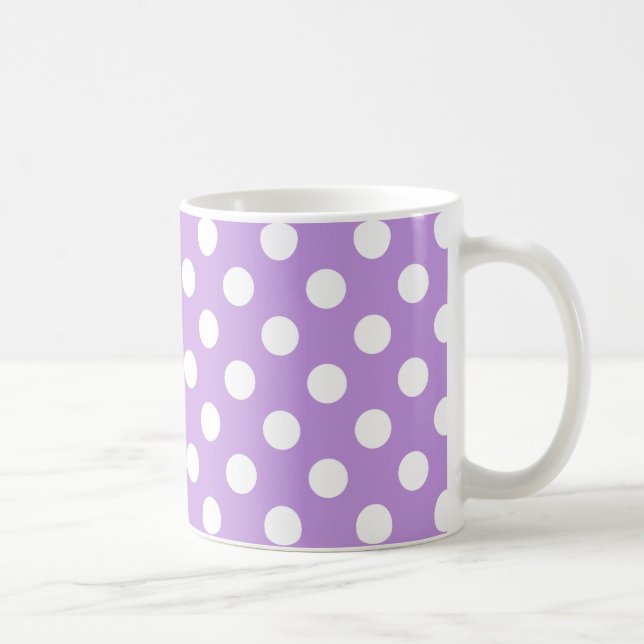 White polka dots på lilac kaffemugg (Höger)