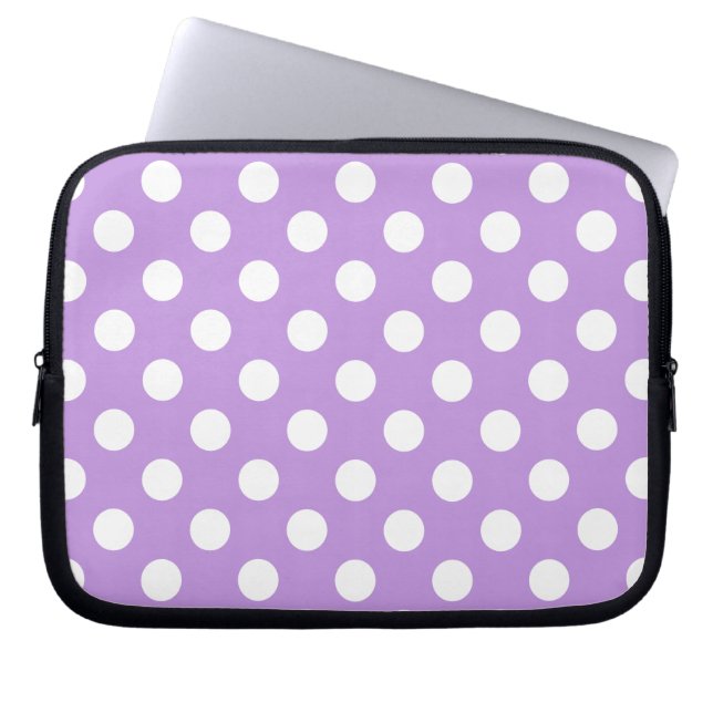 White polka dots på lilac laptop fodral (Framsidan)