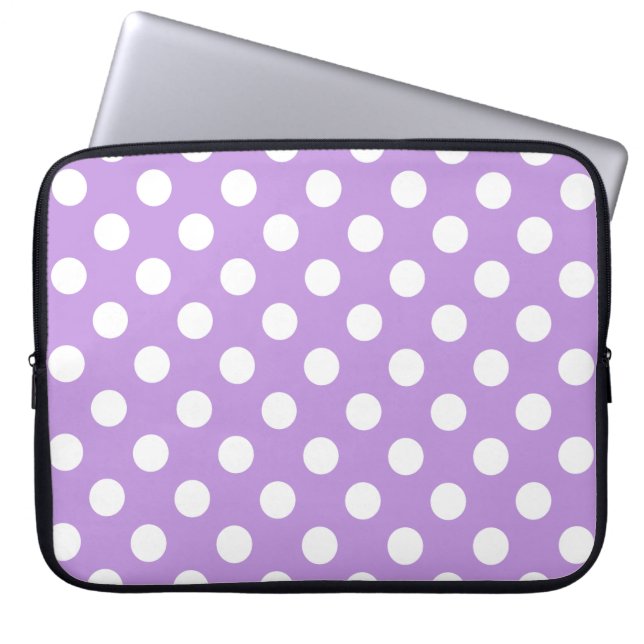 White polka dots på lilac laptop fodral (Framsidan)