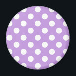 White polka dots på lilac magnet<br><div class="desc">White polka dots på lilac</div>
