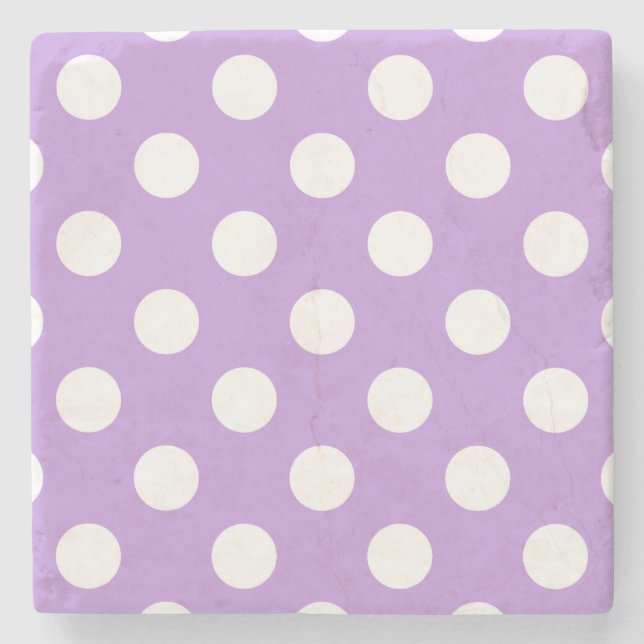 White polka dots på lilac underlägg sten (Framsidan)