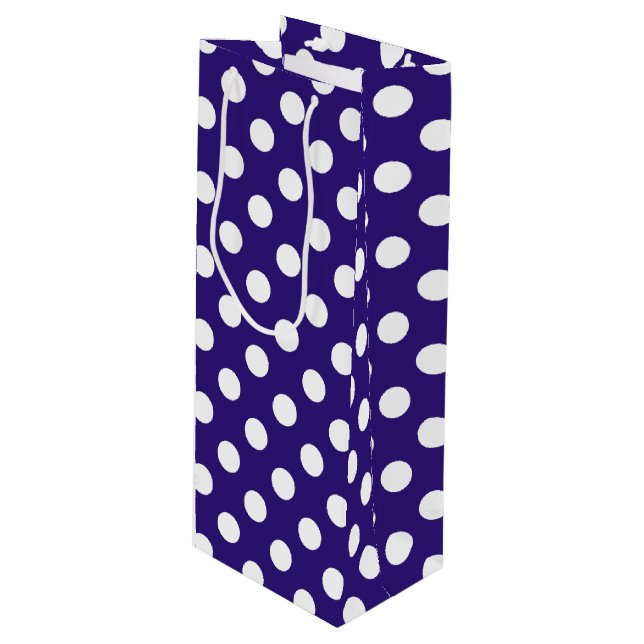 White polka dots på mörk blått (Framsidan Vinklad)
