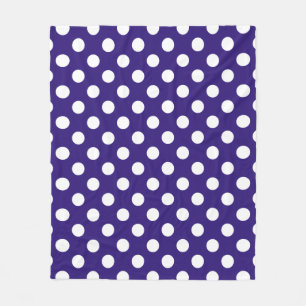 White polka dots på mörk blått fleecefilt