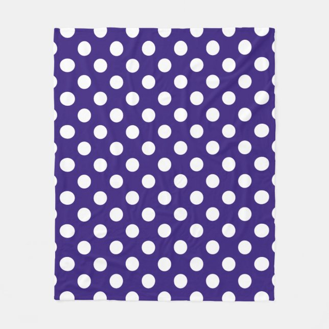 White polka dots på mörk blått fleecefilt (Framsidan)