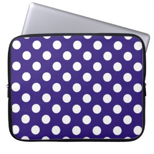 White polka dots på mörk blått laptop fodral