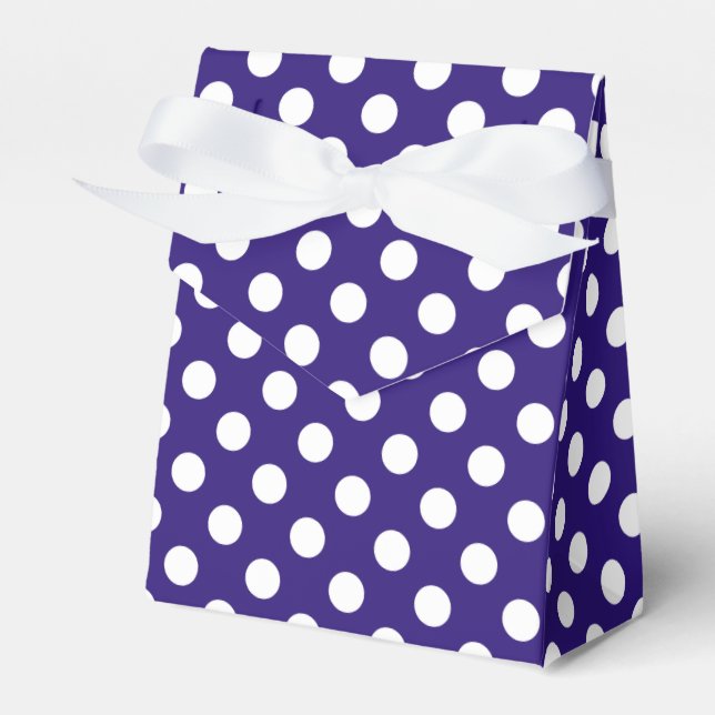 White polka dots på mörk blått presentaskar (Framsidan Sidan)