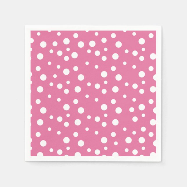 White Polka dots på Mörkens Rosa Pappersservett (Framsidan)