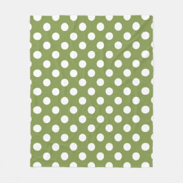 White polka dots på oliv grönt fleecefilt