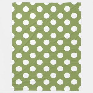 White polka dots på oliv grönt fleecefilt