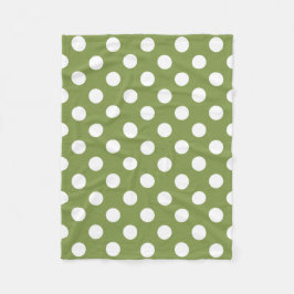 White polka dots på oliv grönt fleecefilt