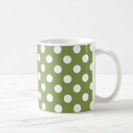 White polka dots på oliv grönt kaffemugg