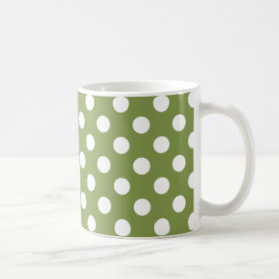 White polka dots på oliv grönt kaffemugg