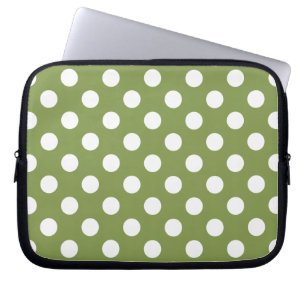 White polka dots på oliv grönt laptop fodral