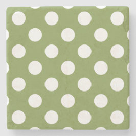 White polka dots på oliv grönt stenunderlägg