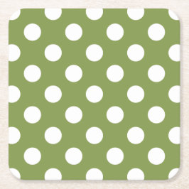 White polka dots på oliv grönt underlägg papper kvadrat