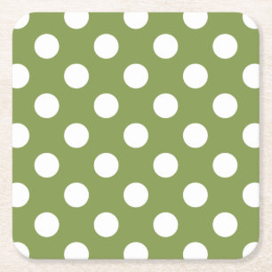 White polka dots på oliv grönt underlägg papper kvadrat